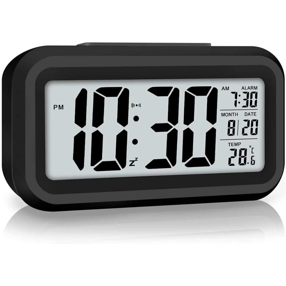 Digital Alarm Clock, Alarm Clock for Bedroom with Night Light, Indoor Temperatur